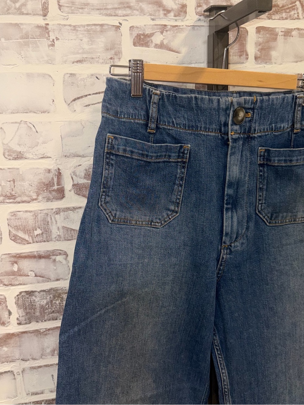 Pilcro Wide-Leg the skipper Relaxed Blue Denim Jeans - Picture 5 of 9